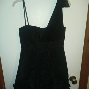 BCBG Max Azria Black One Shoulder Taffeta Dress